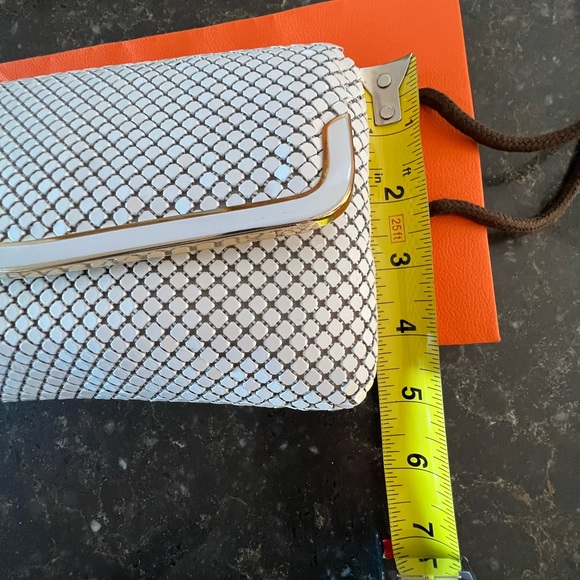 Vintage WHITE Chain Mail Crossbody Bag Clutch+FREE Hermes Shopping Bag - Picture 9 of 10